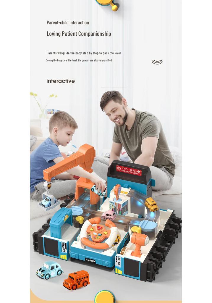 Educational Transforming Double-Decker Bus: Multi-Functional Inertial Sliding Toy with Lights for Children's Adventure Play