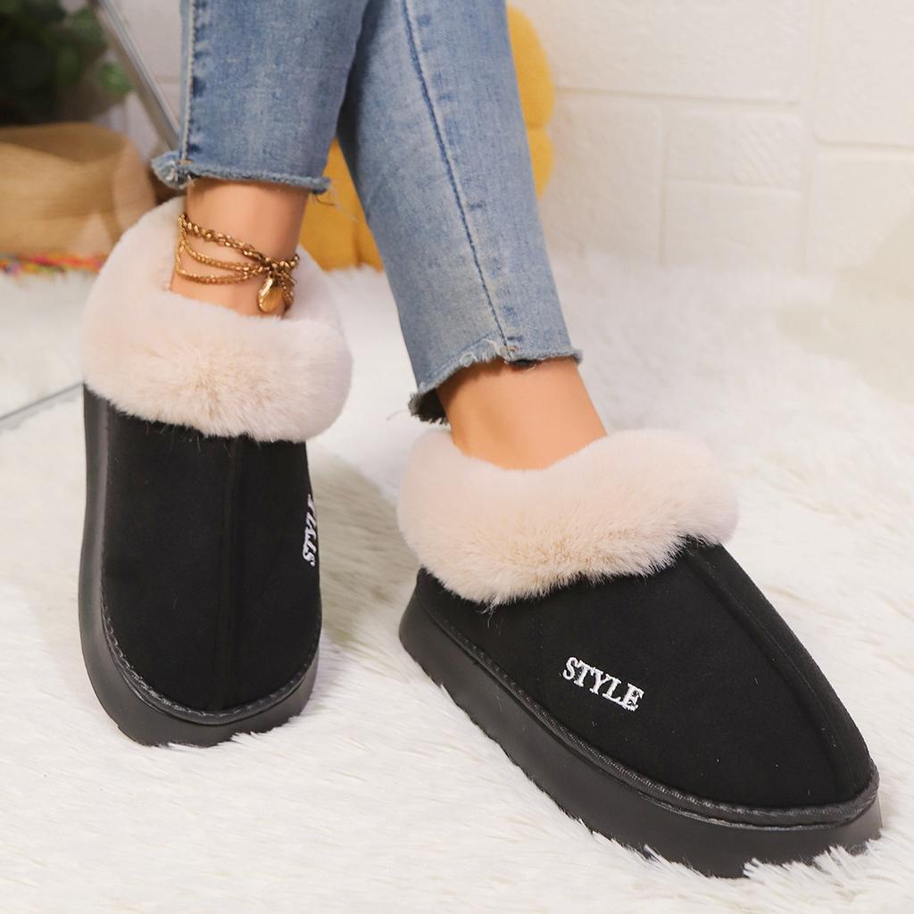 Home Fluffy Platform Shoes Ankle Boots Women's Winter Basis Snow Boots Female Outdoor Indoor Non Slip Thick Soft House Warm Wool