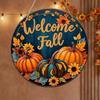 Autumn Leaf Welcome Fall Round Wooden Sign Vintage Style Fall Plaque Wall Decor Porch Decor