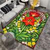 Colorful Floral Pattern Carpet with Red Lilies and Green Leaves Design Suitable for Use As an Anti-slip for Living Room Bedroom Sofas