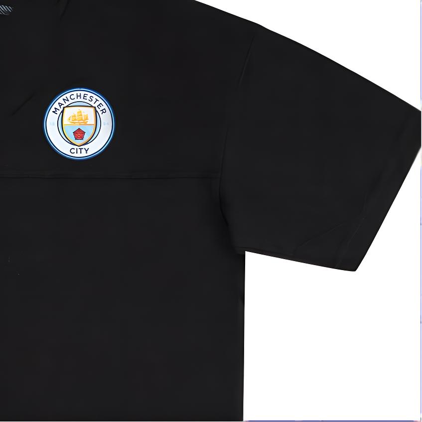 Puma Printed Badge Logo Straight Cut Short Sleeve Football Shirt 2019-20 Manchester City Men Tops Black 756102-17