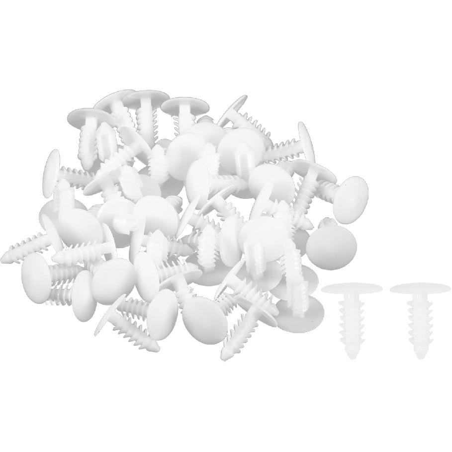 ACROPIX Universal 5mm Push Bumper Fastener Rivet Clips White - Pack of 50