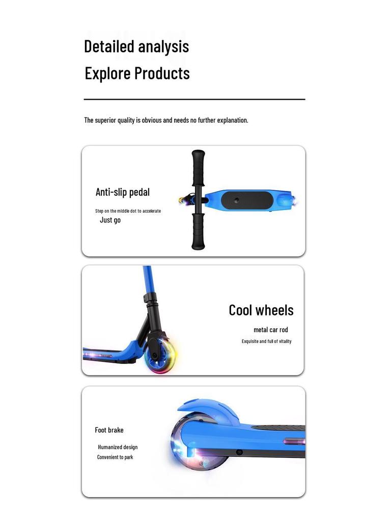 Trottinette électrique à deux roues pour enfants: Tailles Moyenne & Grande, Trottinette Jouet Rechargeable