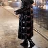 Women's Long Sleeve Puffer Coat High Neck Commuter Style Long Quilted Cotton Jacket