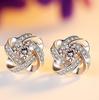 Amethyst Four-Leaf Clover Silver Stud Earrings - 999 Silver Korean Style
