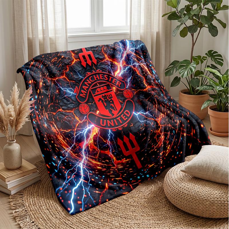 Manchester United Theme Blanket Soft Flannel Blanket Plush Throw Blanket Cozy Sofa Bed Blanket for Home Decor