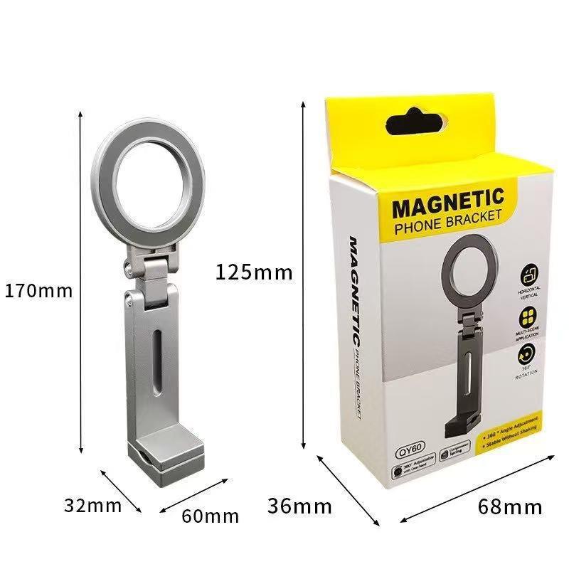 Magnetic 360° Rotating Magsafe Phone Holder, Portable and Foldable Travel Stand Gray ABS Zinc Alloy