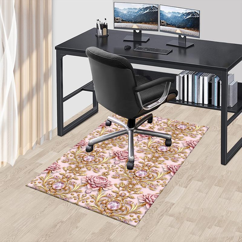 1PC Floral Ornament Diamonds Extra Large Non Slip Floor carpet, Office, family, bedroom Large Area Rug Indoor Rugs, Vibrant Colors