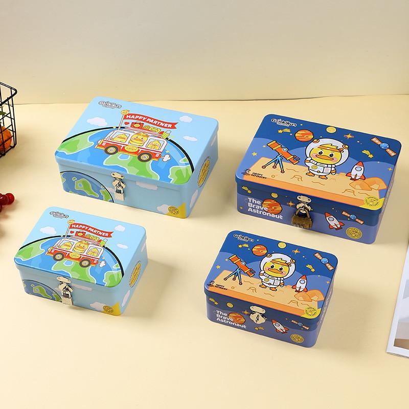 Cartoon Iron Pattern Box For Desk Drawer And Home Office Decoration Storage