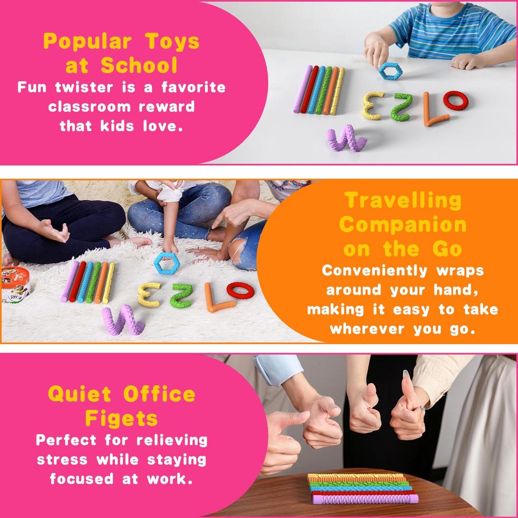 Textured Sensory Twisty Stick Bracelet - Stress Relief Fidget Toy for Kids & Adults, Perfect for Parties