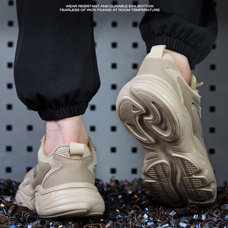 Breathable Men Safety Shoes Lace Up Work Sneakers Steel Toe Shoes Puncture-Proof Security Shoes Work Boots Protection Shoes New