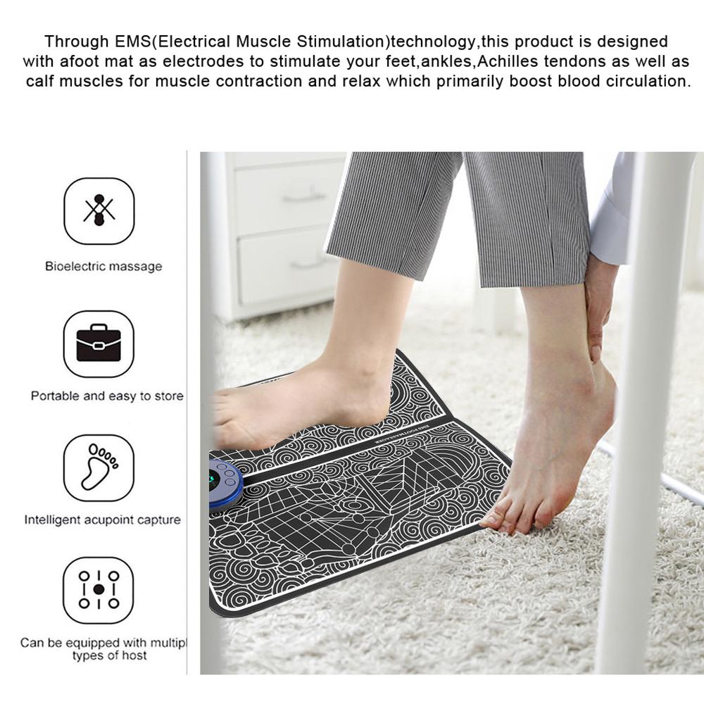 Foot Massage Mat EMS Foot Massager Pad 19 Modes 8 Gears Electric Foot Acupoint Massager Muscle Relieve Cushion Relief Pain Relax Feet