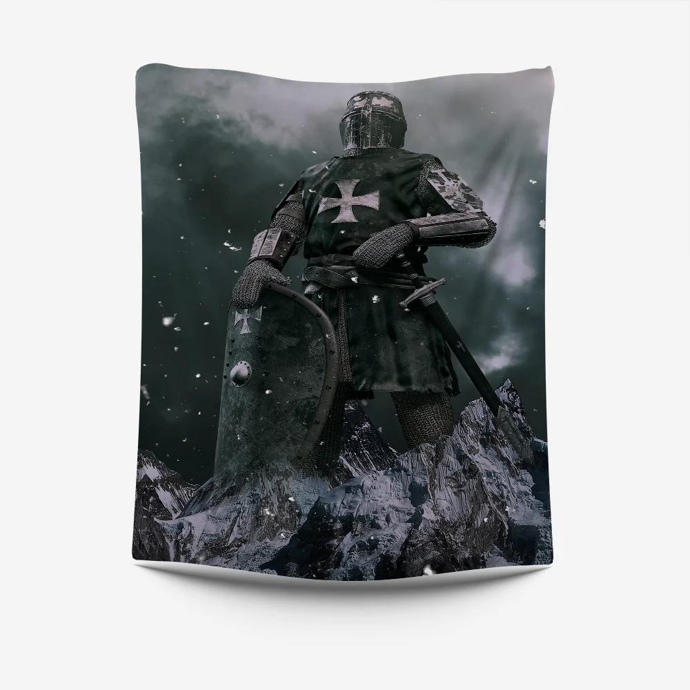 

Medieval Knight Tapestry Crusader Warrior Design Perfect for Historical Themed Room Decor Large Wall Hanging Artwork 74x94cm(29x37in)