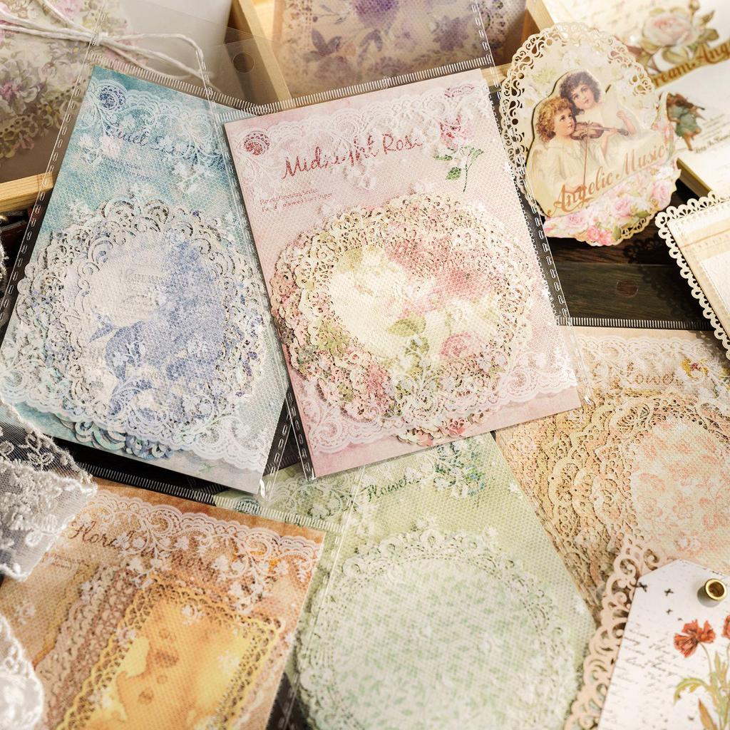 Retro Floral Bloom Lace: Watercolor Journal Collage Paper