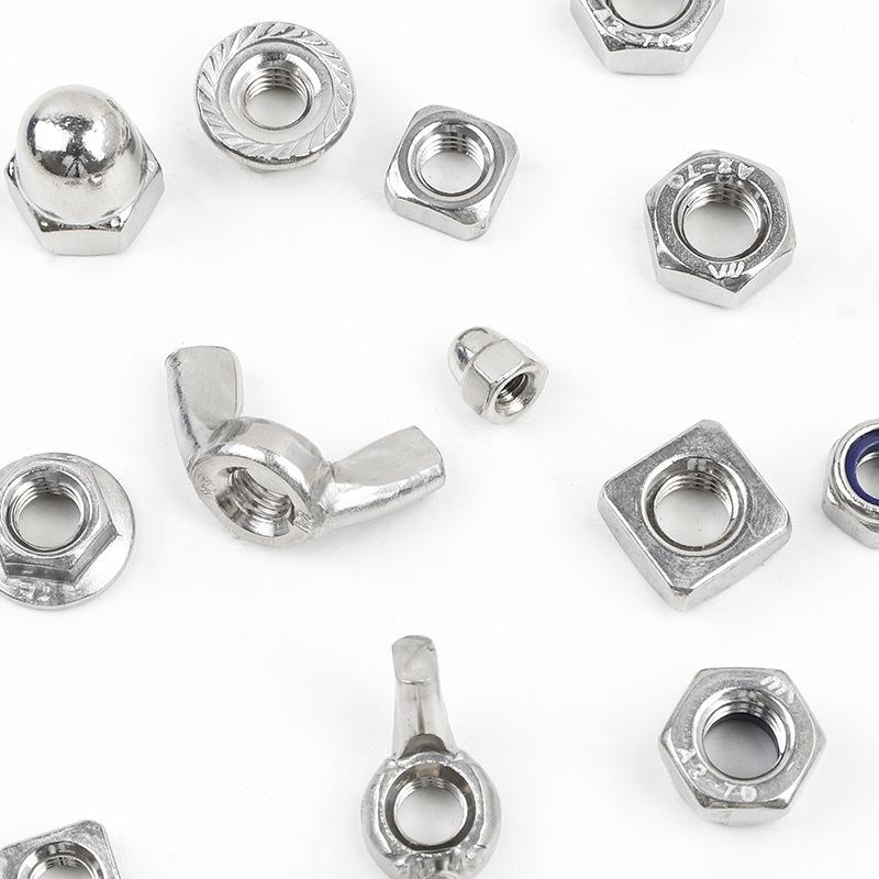 304 Stainless Steel Anti-Loosening Hex, Square, Flange, Cap, Butterfly Nut Set