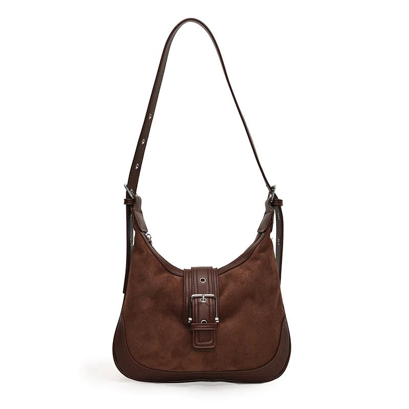 Fashion faux suede half-moon shoulder bags solid leopard print lock and zipper designer new style crossbody bags