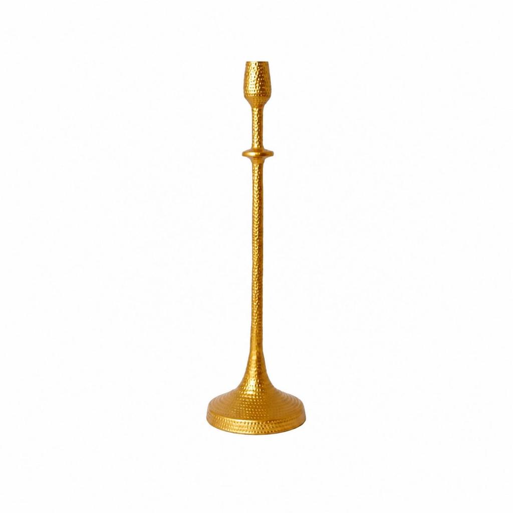 Aluminum Candlestick with Gold Electroplated Finish Stable for Entryway, Mantel