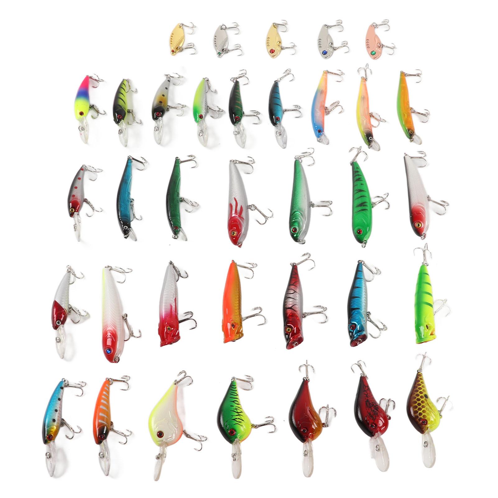 35Pcs Simulation Hard Bait Mixed Minnow Fishing Lure Kit Minnow Lure for Freshwater Saltwater Boat Fishing