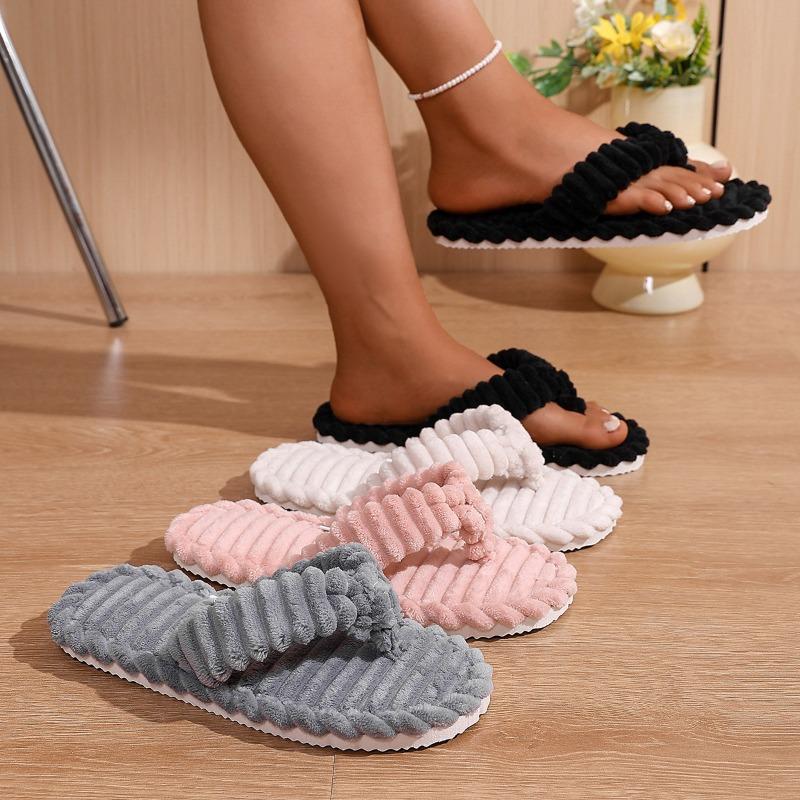Soft fluffy flip-flops women's summer home comfort flat-bottomed slippers hotel hospitality thickened bathroom slippers women