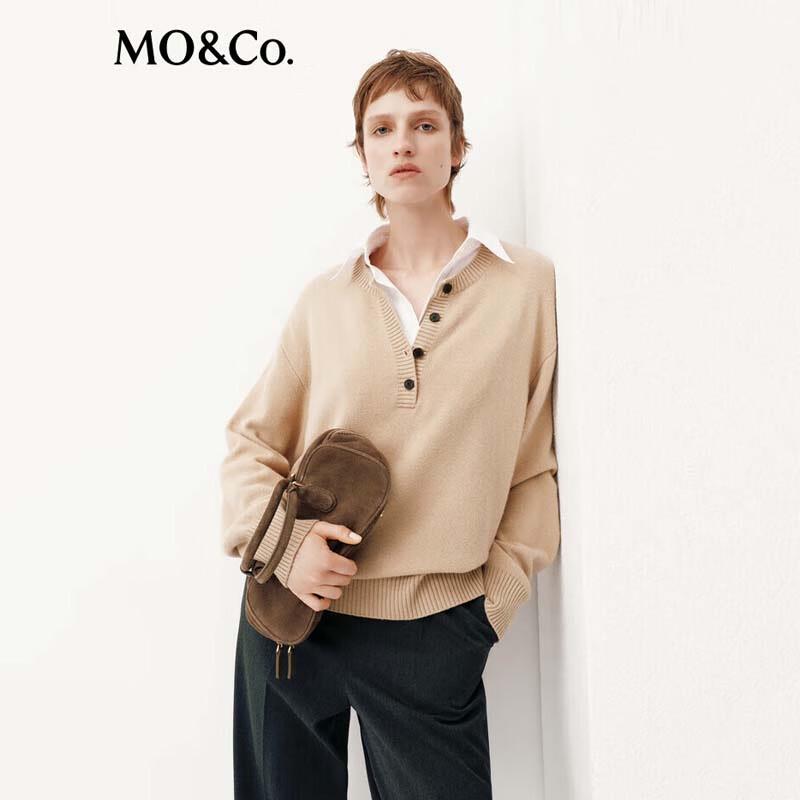 MO&Co. Women's Faux Two-Piece Wool-Cashmere Knit Sweater