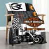 Harley-davidson Motorcycles Customize Text Blanket Multi-purpose Personalized Blanket Durable Comfort Perfect for Nap Bed Living Room Picnics