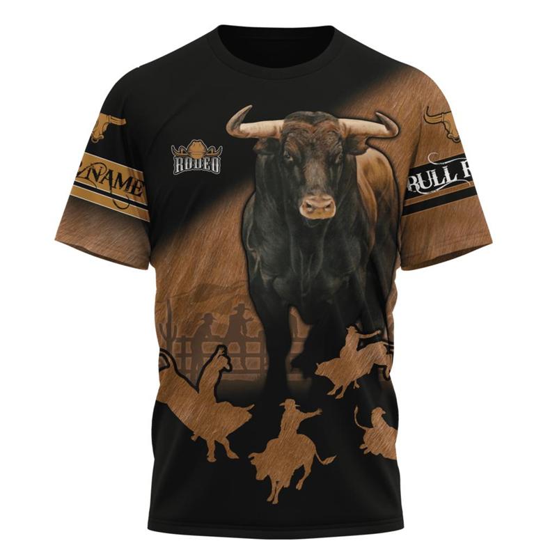 Bull Riding Sports Men's T-Shirt 3D Print Graphic Short Sleeve Round Neck T Shirts Fashion Casual 2024 Unique Design Tee Shirts