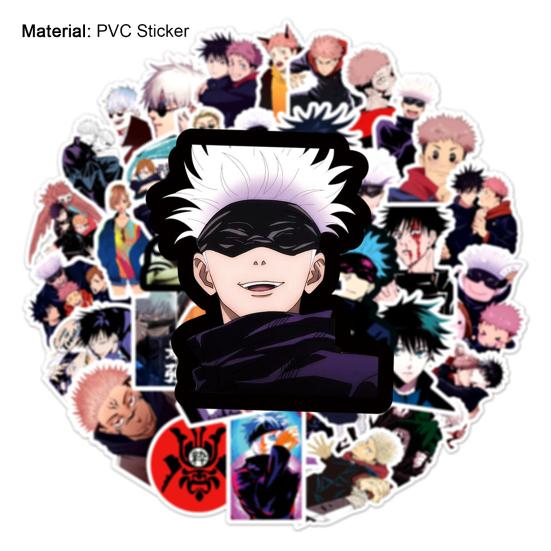50 Stück Aufkleber Anime Jujutsu Kaisen Einfach anzubringende wasserdichte Cartoon-Aufkleber mit Graffiti-Motiv für Laptop