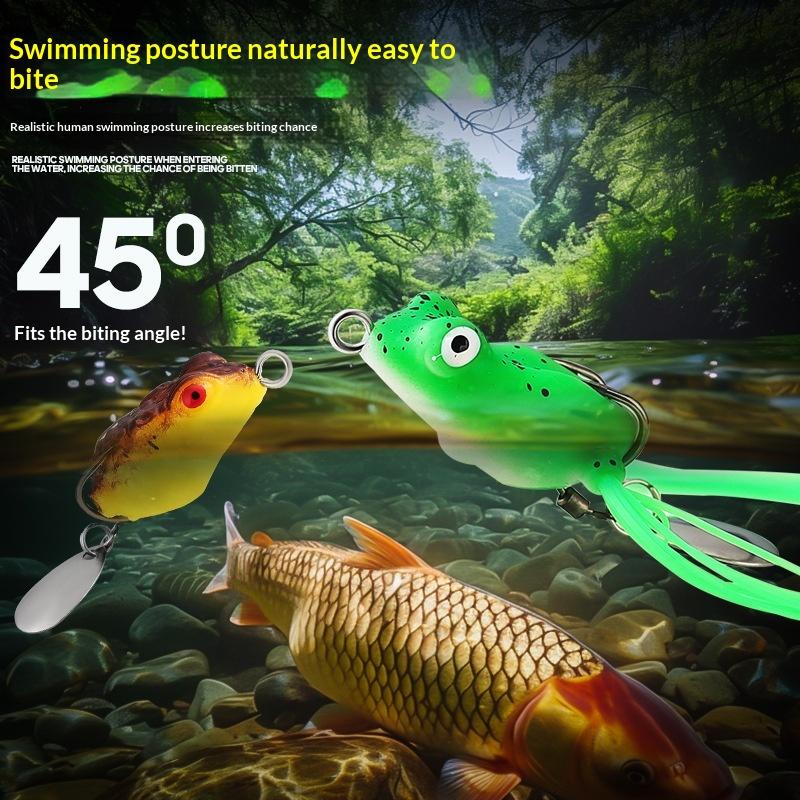 1Set Frog Soft Lure Tube Bait Plastic Fishing Lure With Fishing Hooks Topwater Ray Frog Artificial 3D Eyes
