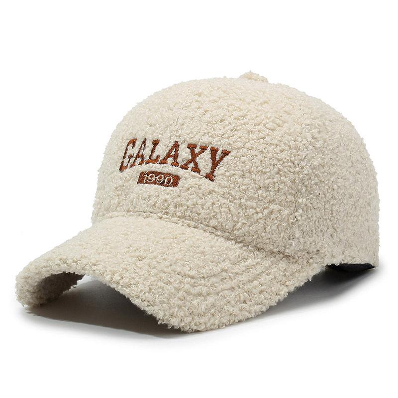 New Baseball Cap Teddy Fleece Letter Embroidered Cap Trendy Casual Face Small Baseball Cap Women
