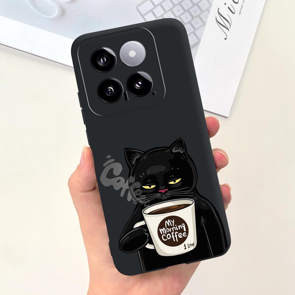 For Xiaomi 14 Phone Case Xiaomi Mi 14 5G Mi14 2024 Cute Cat Cartoon Jelly Silicon Soft Protective Back Cover
