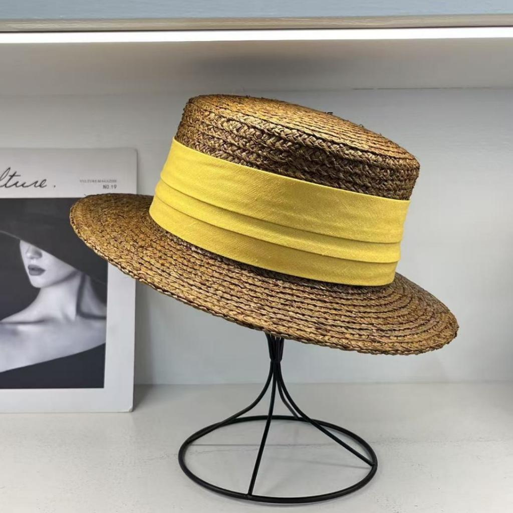 Lafite temperament top hat straw hat women's sun protection sun hat elegant celebrity style flat top hat