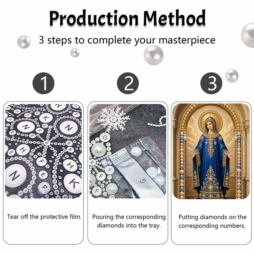 DIY 3D Pearl Diamond Painting Art Set Blessed Virgin Mary Religious Home Decor Art Set Wall Art