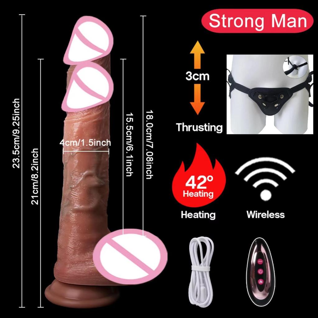 Automatisches Stoßen Kabelloser Vibrator Teleskop-Dildos für Frauen Großer Dildo Vibrator Heizung Hautgefühl Realistischer Penis 18+