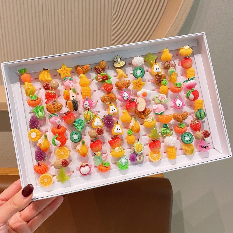 Kids' Cartoon Cute Adjustable Fruit Ring - Girls' Jewelry
