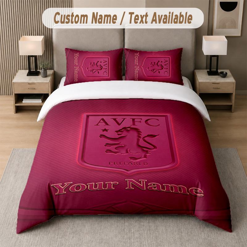 Aston Villa Design Bedding Set Custom Text 1 Duvet Cover & 2 Pillow Cases