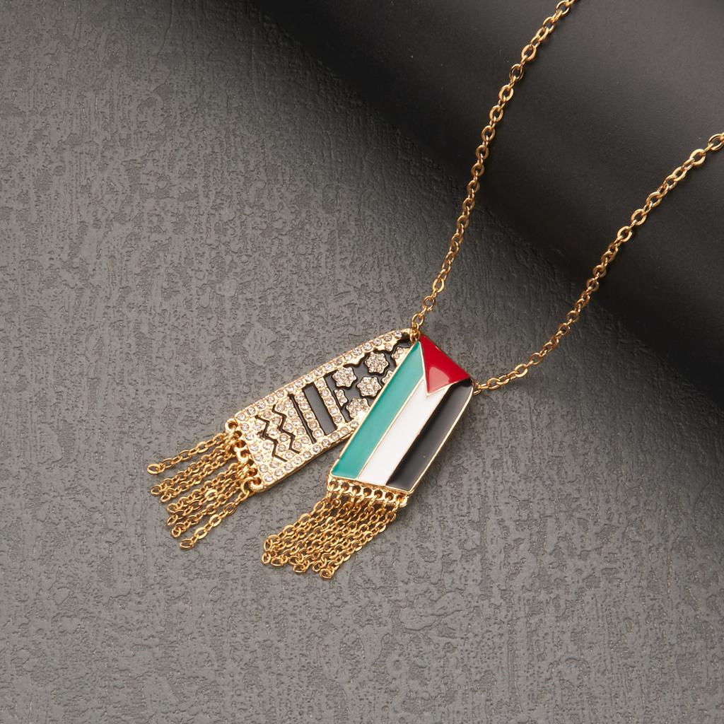 Palestine Scarf Pendant Chain Necklace For Women Palestine Series Products Zircon Accessories