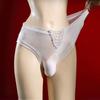 Men'S Sexy Underwear Sissy Lingerie Panties Mesh Satin Breathable Sheath Bullet Separation Pouch Briefs Transparent Underpants