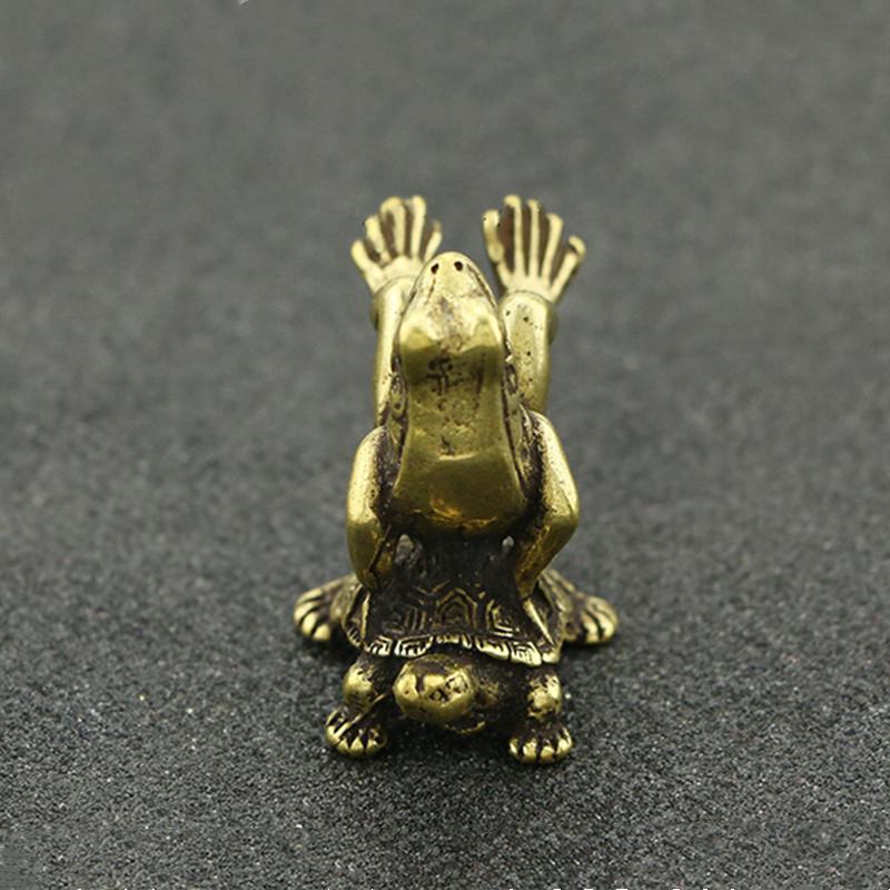 Antique Play Brass Tortoise Frog Miniature Statue Decoration Desk Decoration Home Decoration Bronze Sculpture
