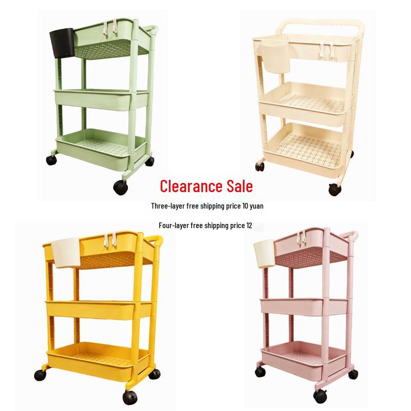Children's Cartoon Trolley Storage Rack: Multi-Layer Movable Organizer for Books and Snacks