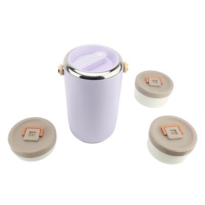 2.6L Stainless Steel Vacuum Insulated Food Jar with Handle 3 Tier Stackable Insulated Lunch Box