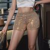 Pantaloni Scurți Noi cu Paiete cu Talie Înaltă pentru Femei - Stil European și American cu Elasticitate Ridicată pentru Performanțe Elegante Casual și de Bar