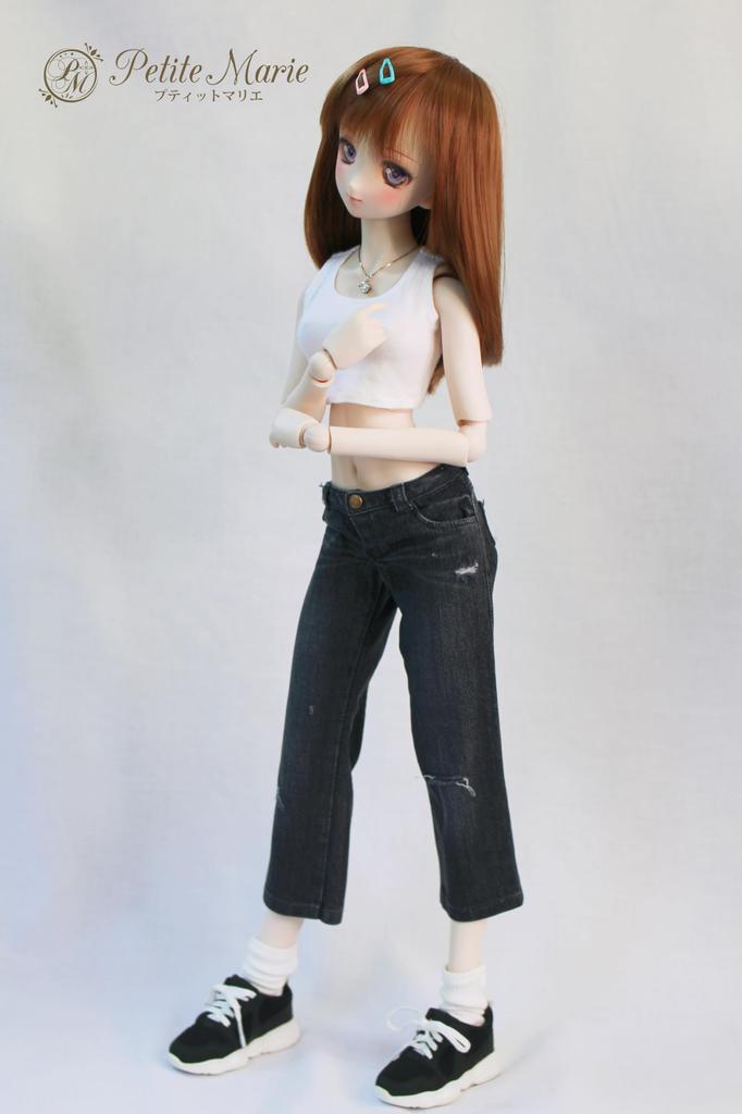 [Petite Marie] 13 DDS Compatible Okayama Processing Distressed 810th Length Wide Jeans Black KOJIMA Processing Jeans Distressed Processing Low Rise