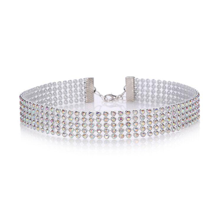 Women Fashion Full Diamond Crystal Rhinestone Choker Collar Chain Necklace Luxury Wedding Jewelry