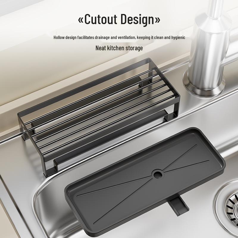 Stainless Steel Multifunctional Sink Sponge & Dishcloth Holder Rack