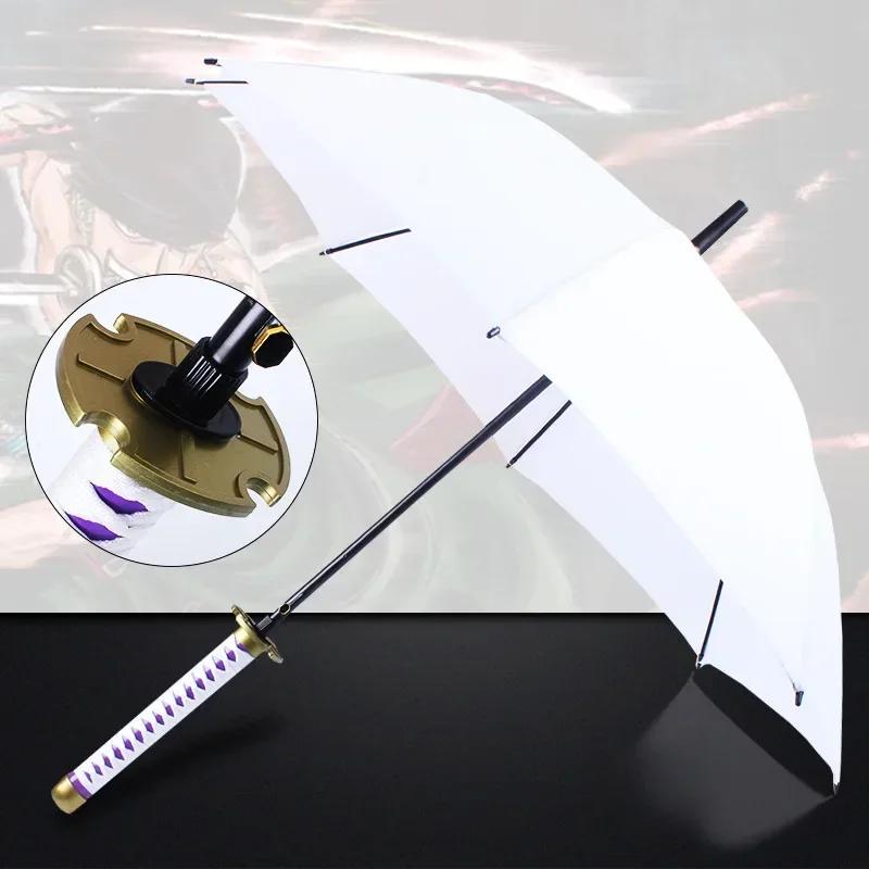8 Bones Anime Umbrella with Long Handle Windproof Samurai Sword Japanese Ninja-like Sun Rain Straight Beach Umbrella for Gifts