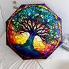 1PC Celtic Tree of Life Umbrella Portable Folding Umbrella Iron Frame Hole Bone Structure Outdoor Home Umbrella A16