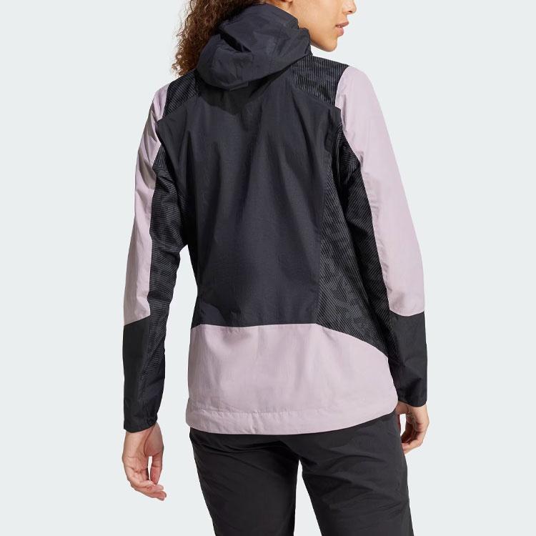 Adidas Waterproof And Rainproof Windbreaker Jacket Women's Gray Purple IP1495