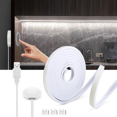 USB 5V LED Underskåpsbelysning COB Strip Dimbar Natt Neontejp Med Genomtränglig Trä Handviftning Touchsensor Strömbrytare För Kök