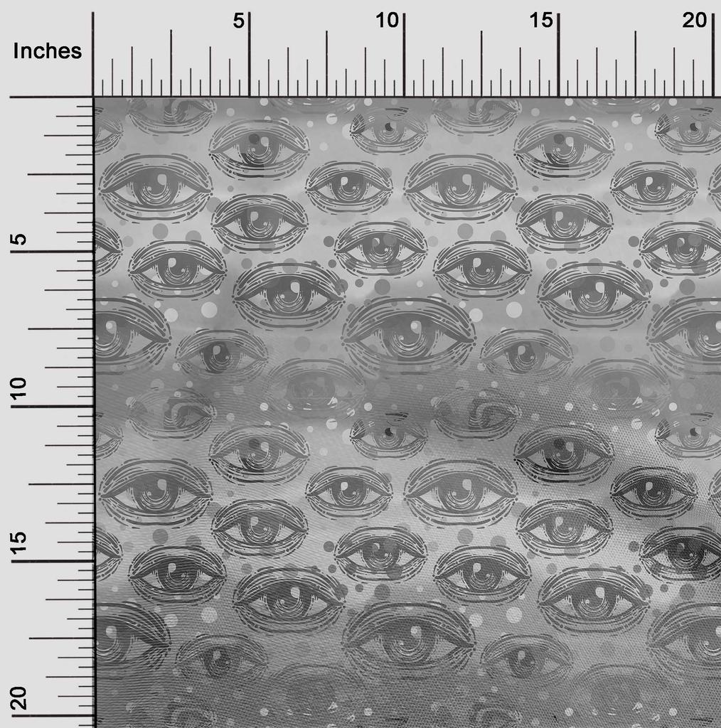 oneOone Cotton Flex Gray Fabric Conversational Eye Dress Material Fabric Print Fabric By The Yard 40 Inch