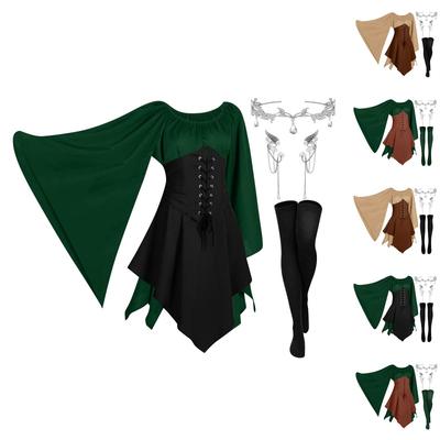 Women Fashion Long Sleeve Vintage Dress Cosplay Party Evening Night Formal Dress